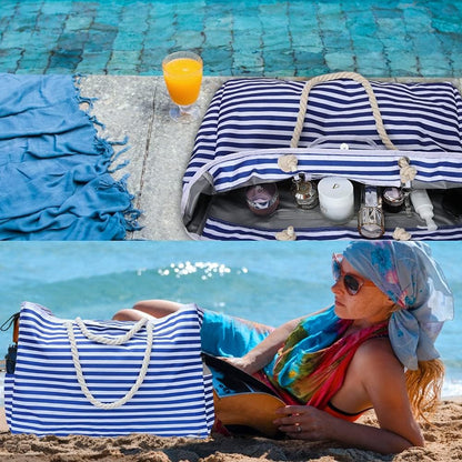 Large Water Resistant Beach Bag with Free Travel Pouch