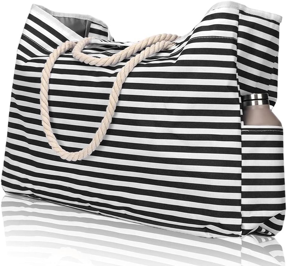 Large Water Resistant Beach Bag with Free Travel Pouch