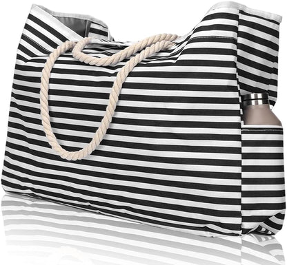 Large Water Resistant Beach Bag with Free Travel Pouch