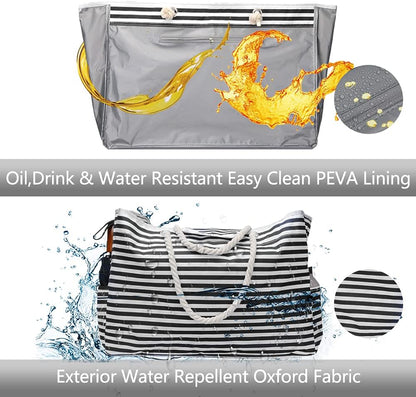 Large Water Resistant Beach Bag with Free Travel Pouch