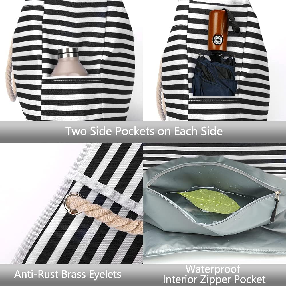 Large Water Resistant Beach Bag with Free Travel Pouch