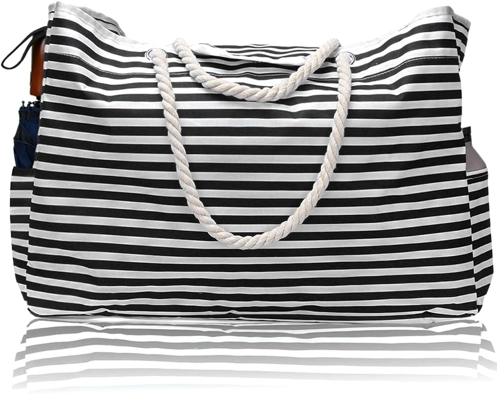 Large Water Resistant Beach Bag with Free Travel Pouch