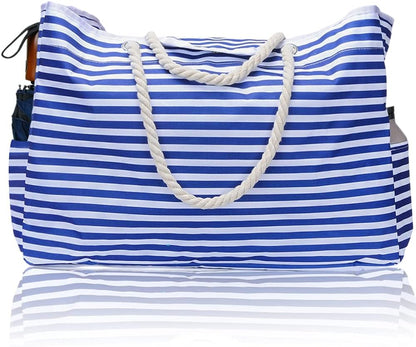 Large Water Resistant Beach Bag with Free Travel Pouch