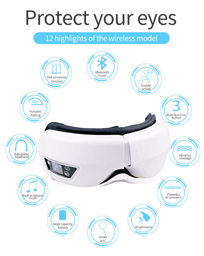 EYE MASSAGE DEVICE - AIR PRESSURE, VIBRATION & WARM COMPRESSION WITH BLUETOOTH MUSIC-Nora Luxe