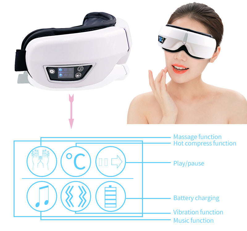 EYE MASSAGE DEVICE - AIR PRESSURE, VIBRATION & WARM COMPRESSION WITH BLUETOOTH MUSIC-Nora Luxe