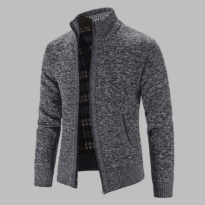 Fashionable Mens Zip Up Knit Sweater