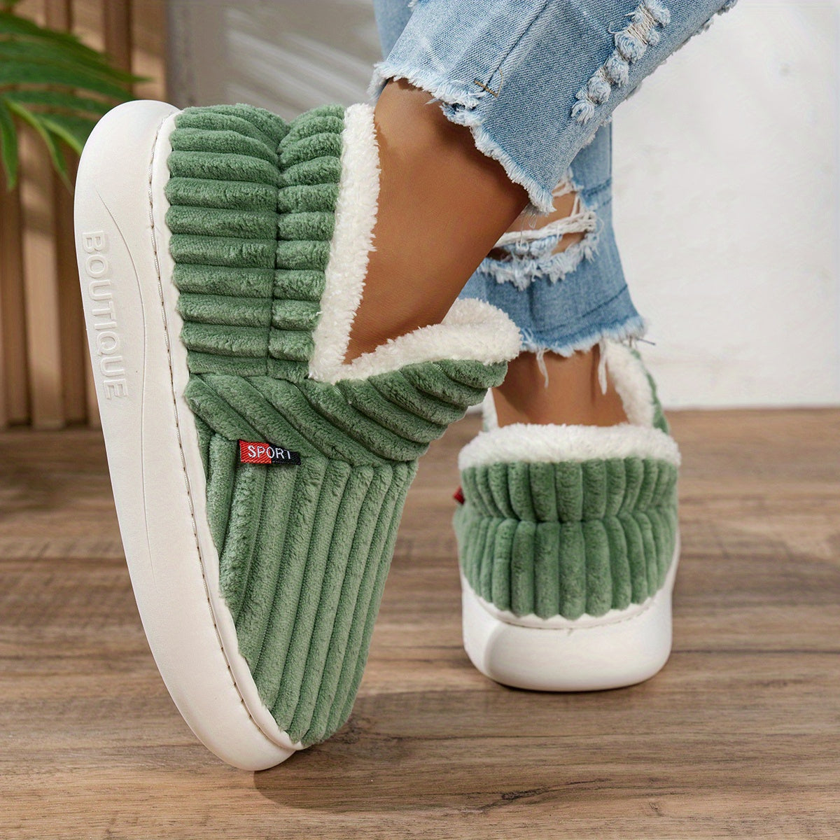 Warm Cozy Women's Slipper Shoes with Grip Soles
