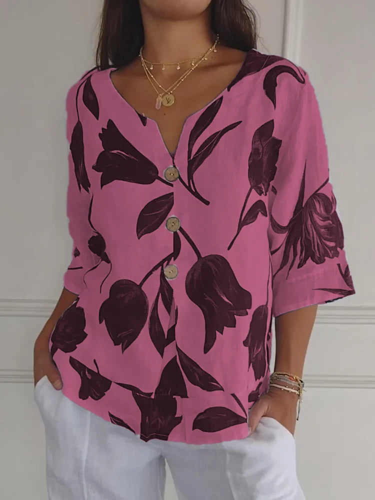Pretty Flower Print Women's Blouse