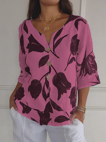Pretty Flower Print Women's Blouse