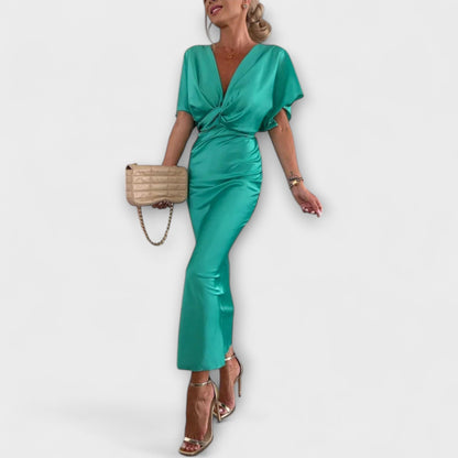 Luxury Velvet V Neck Maxi Evening Dress for Women