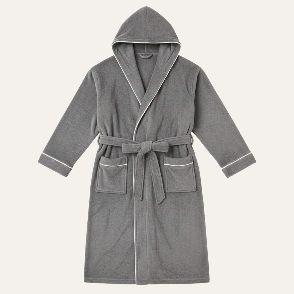 Cozy Men's Hooded Fleece Bathrobe with Tie Waist