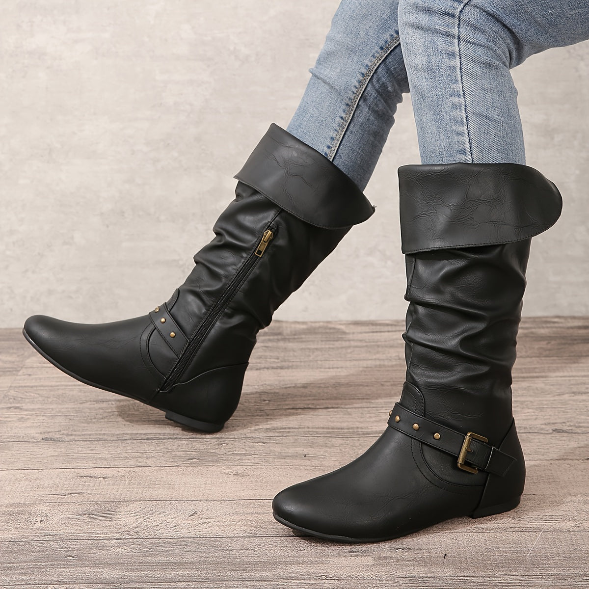 Ladies Tall Side Zip Leather Boots