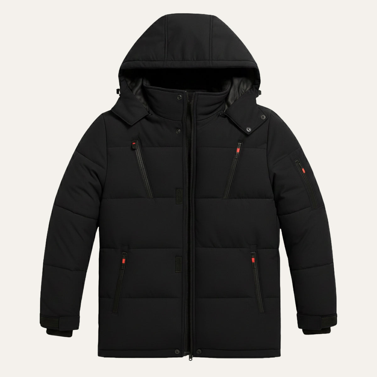 Warm Men's Hooded Puffer Parka with Zip Pockets