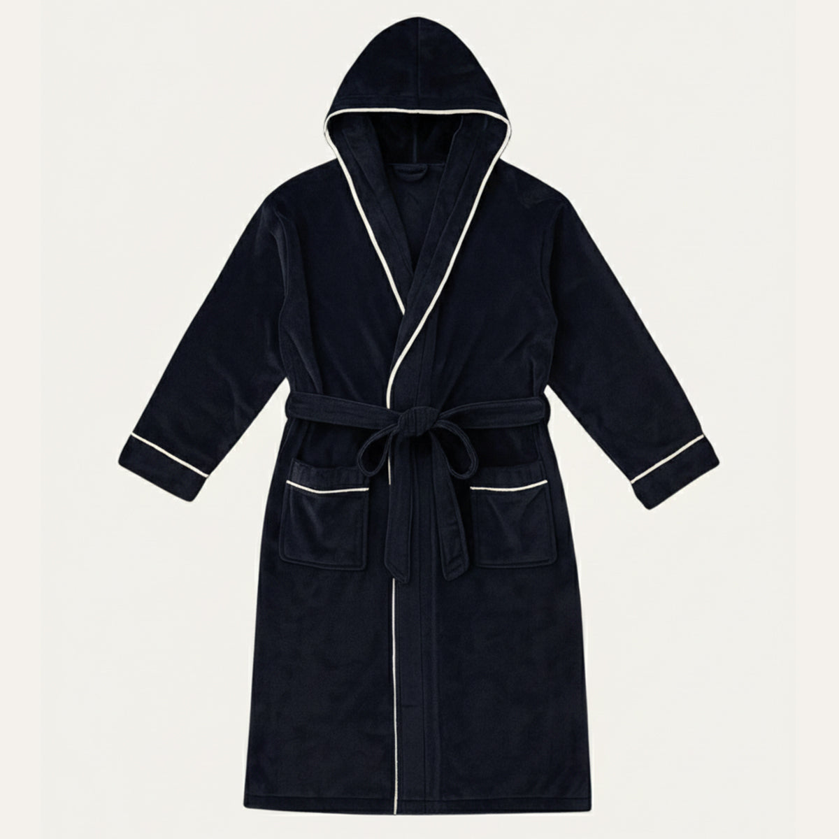 Cozy Men's Hooded Fleece Bathrobe with Tie Waist