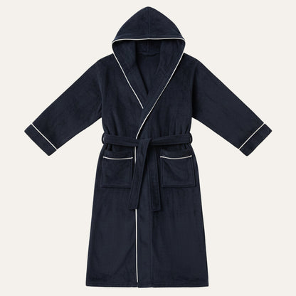 Soft Men's Hooded Plush Bathrobe with Tie Waist