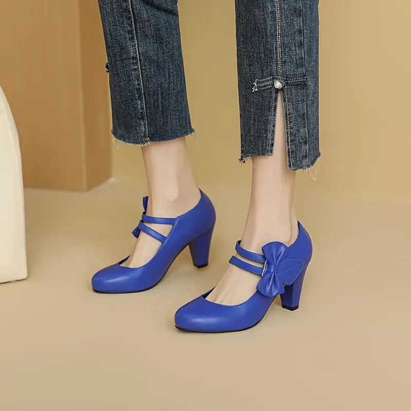 Ladies Elegant Double Buckle Low Heels