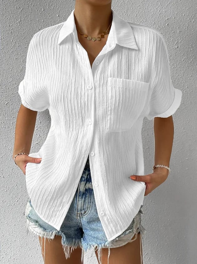 Women's Classic Casual Short Sleeve Shirt with Pocket - Nocini