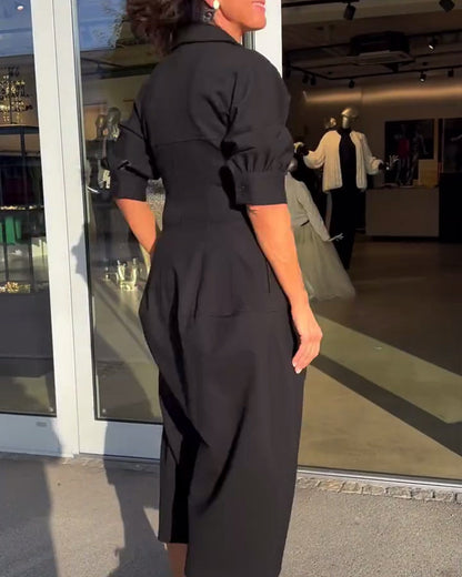 Classic Fit Collar Midi Dress