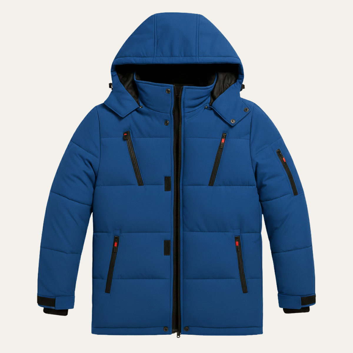Warm Men's Hooded Puffer Parka with Zip Pockets