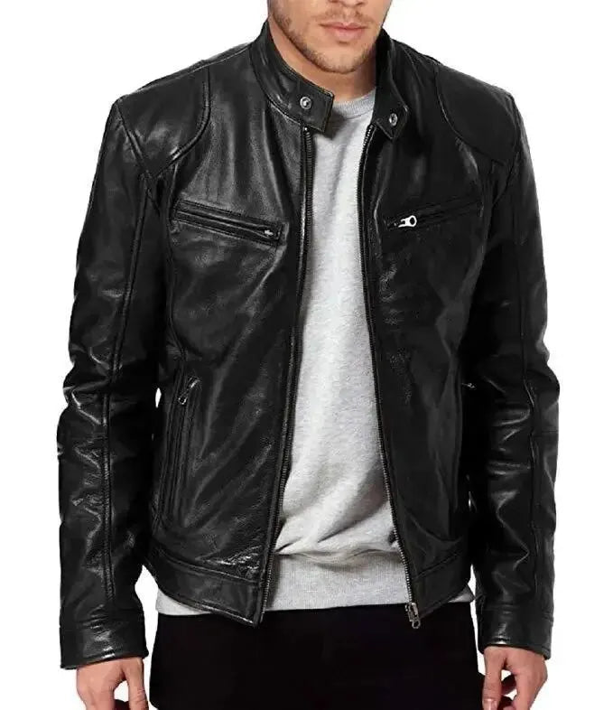 Tough Genuine Leather Biker Jacket for Men