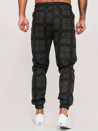 Street Style Checked Slim Fit Pants for Men