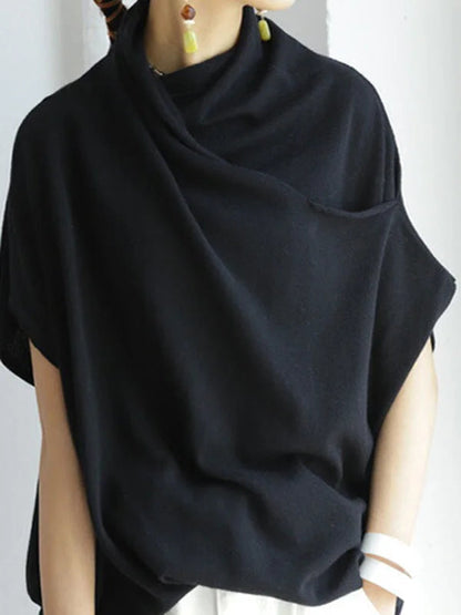 Relaxed Fit Women's Sweater Blouse with Soft Cowl Neck