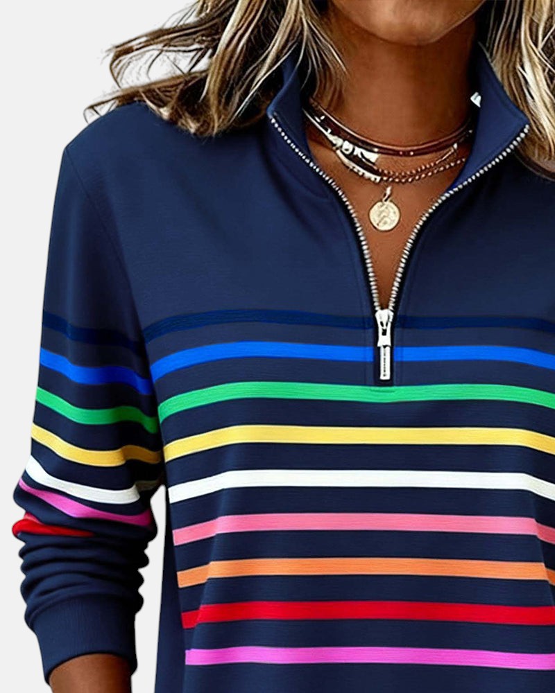 Colorful Striped Zip Up Hoodie