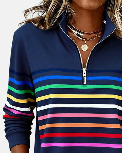 Colorful Striped Zip Up Hoodie