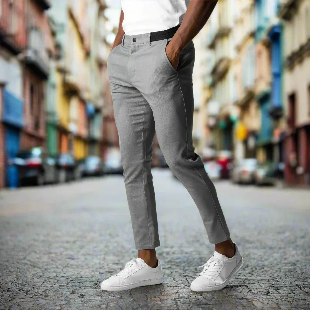 Slim Fit Men's Flat Front Trousers - Nocini