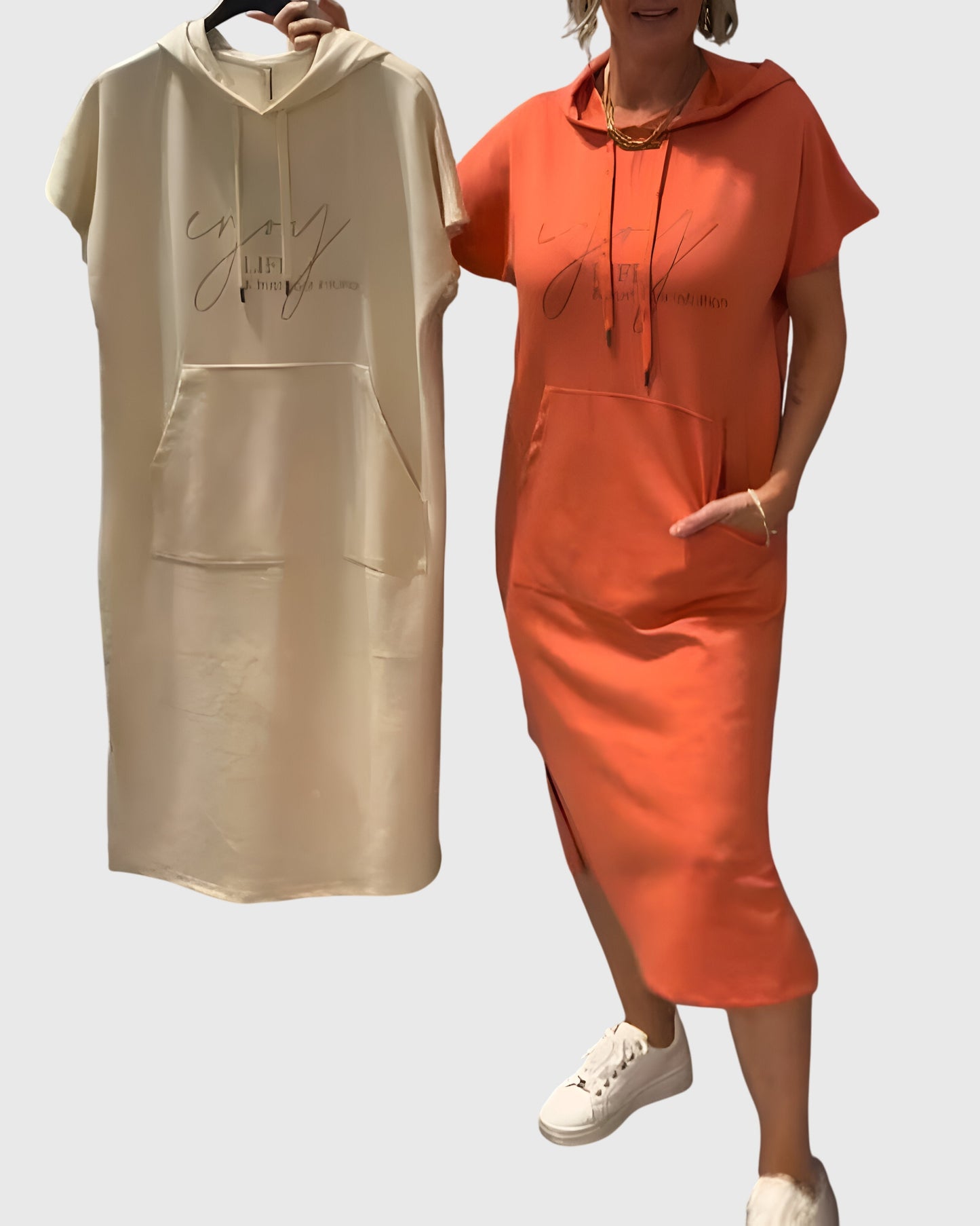 Casual Soft Hooded Sundress for Daily Wear - Nocini