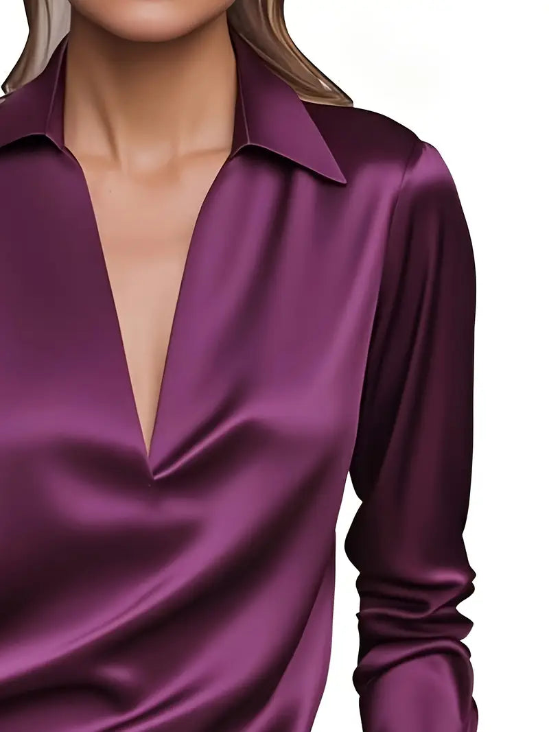 Luxury Deep V Neck Women's Blouse