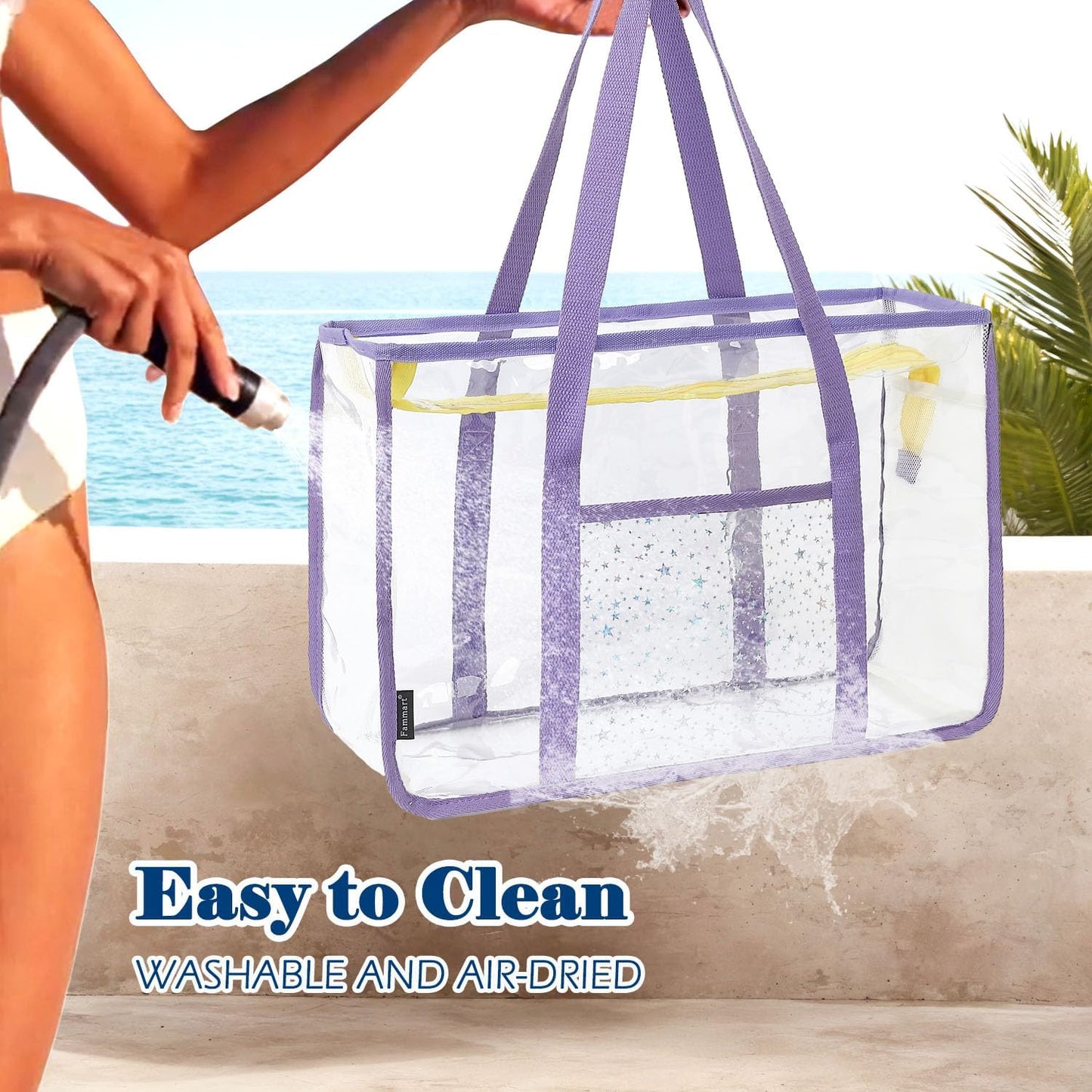 Clear Large Mesh Beach Bag with 8 Compartments