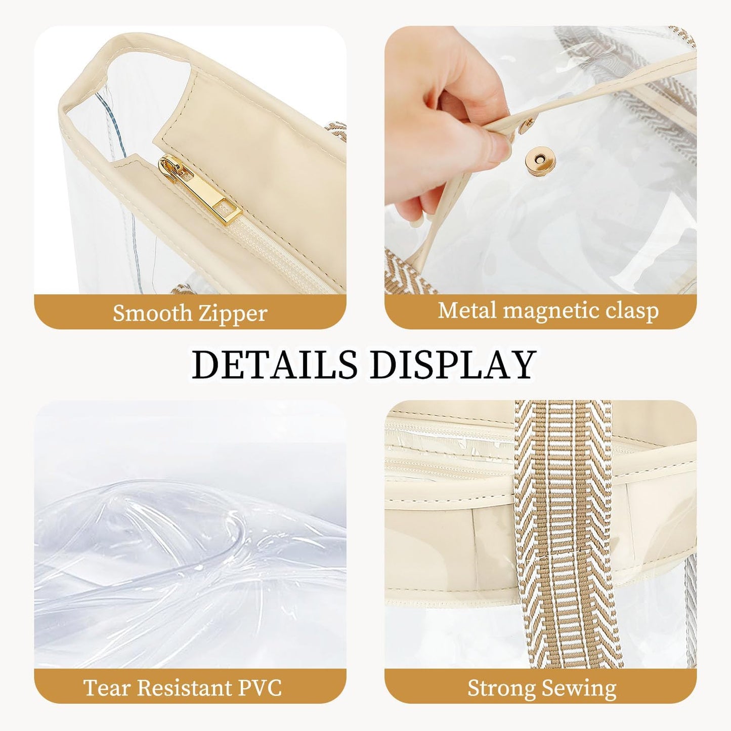 Clear Large Mesh Beach Bag with 8 Compartments