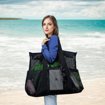 Clear Large Mesh Beach Bag with 8 Compartments