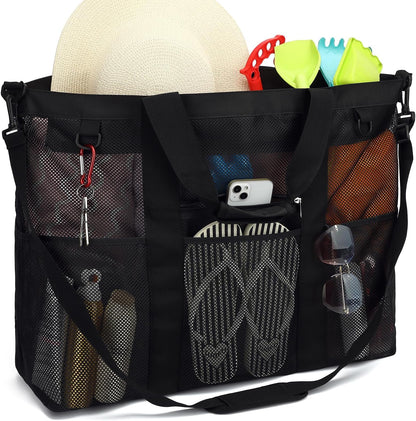 Clear Large Mesh Beach Bag with 8 Compartments