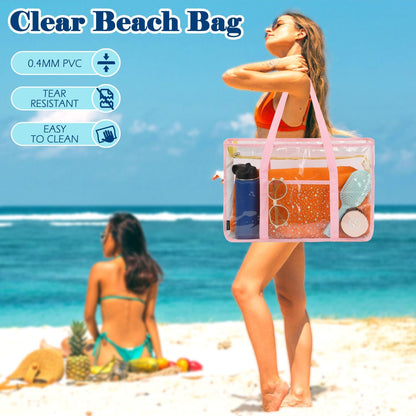 Clear Large Mesh Beach Bag with 8 Compartments