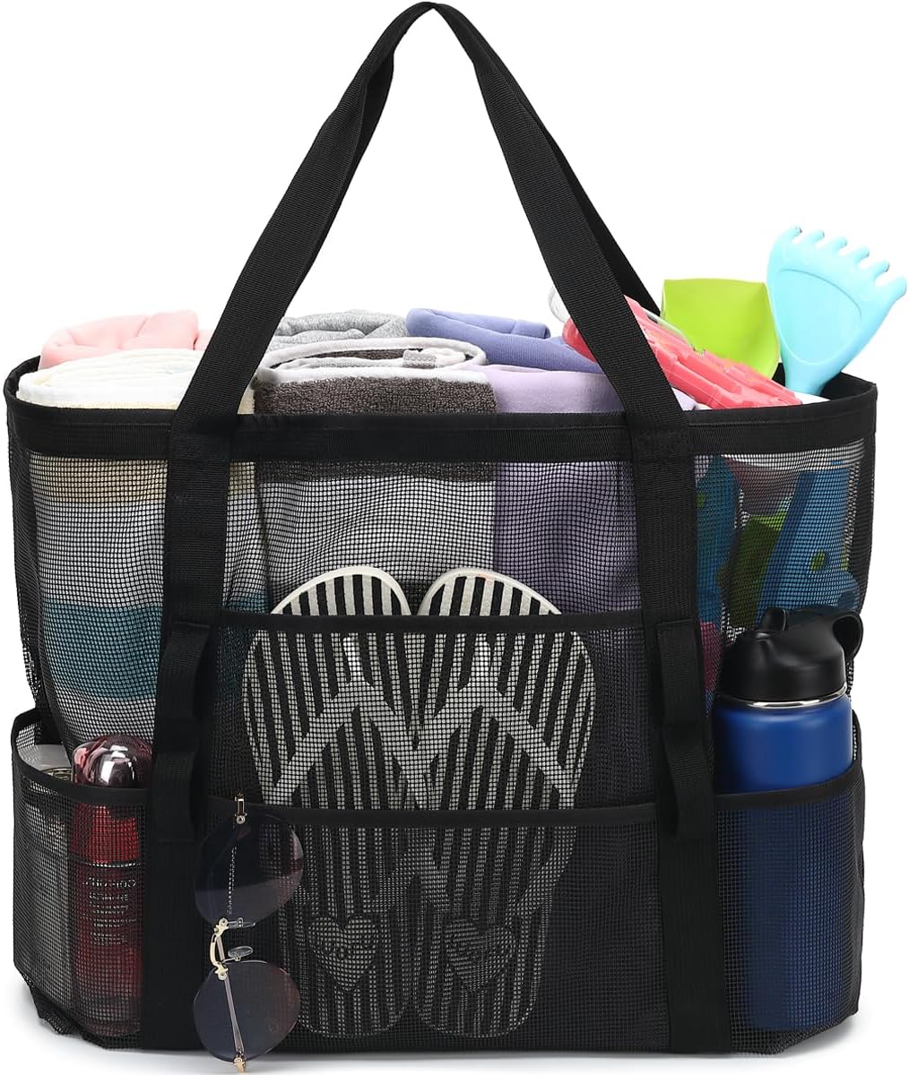 Clear Large Mesh Beach Bag with 8 Compartments