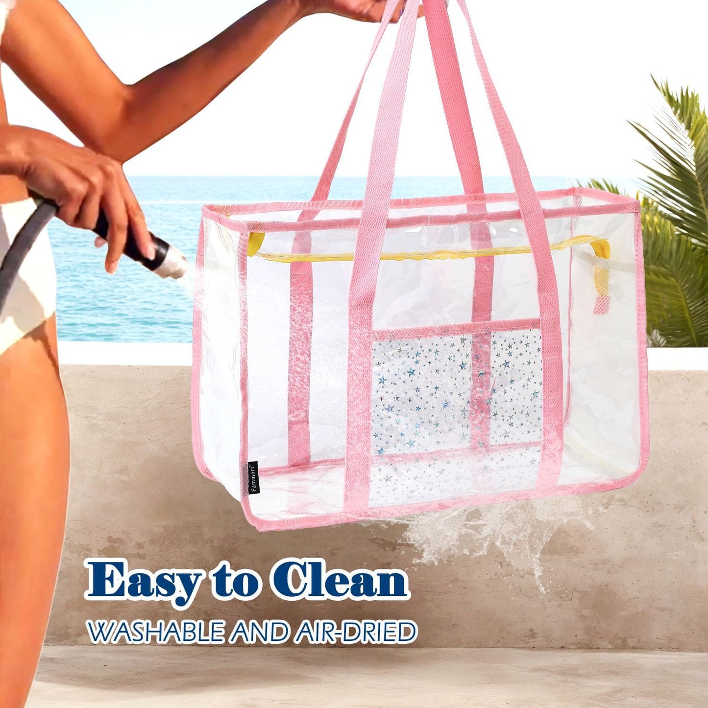 Clear Large Mesh Beach Bag with 8 Compartments