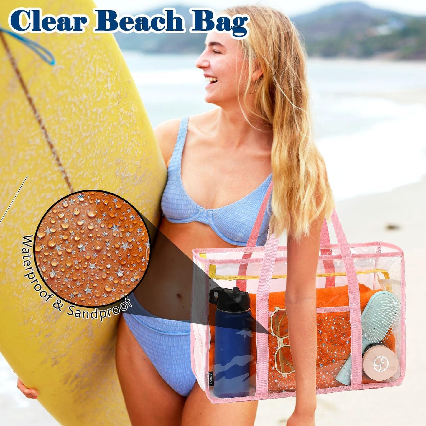 Clear Large Mesh Beach Bag with 8 Compartments