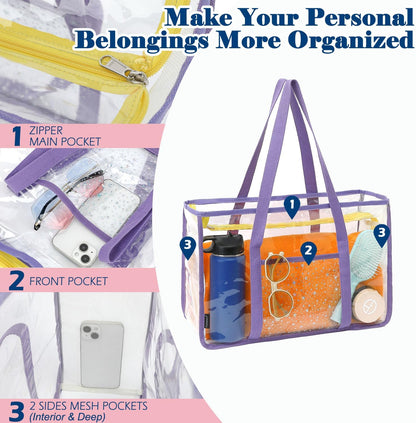 Clear Large Mesh Beach Bag with 8 Compartments