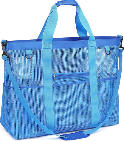 Clear Large Mesh Beach Bag with 8 Compartments