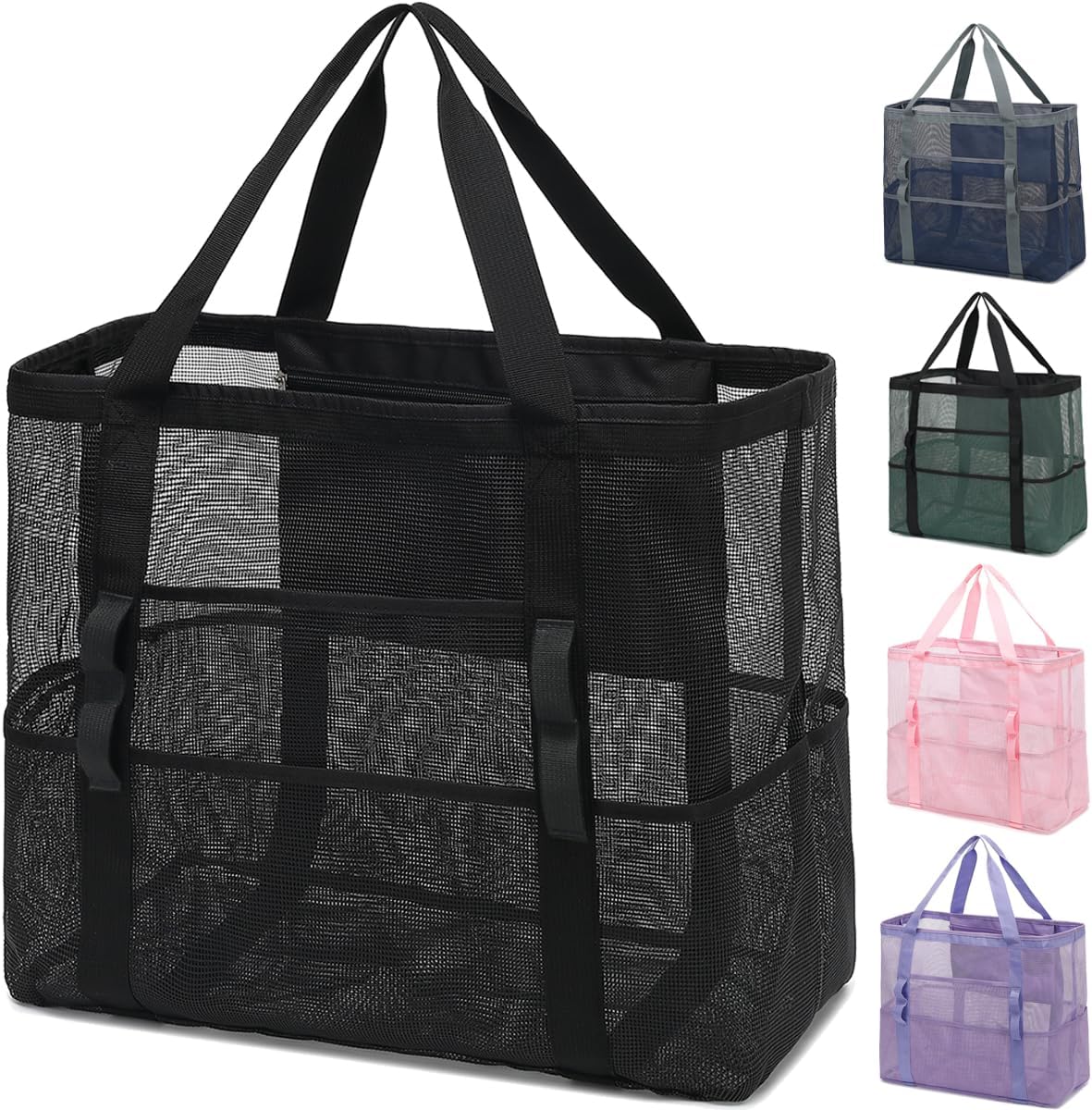 Clear Large Mesh Beach Bag with 8 Compartments