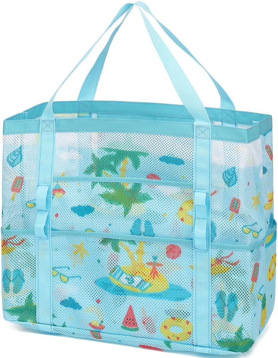 Clear Large Mesh Beach Bag with 8 Compartments