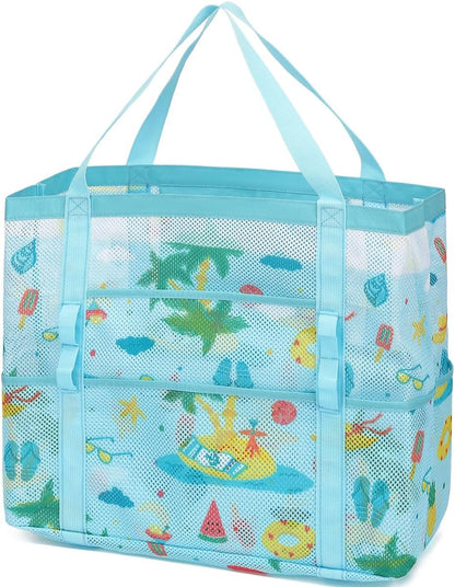 Clear Large Mesh Beach Bag with 8 Compartments