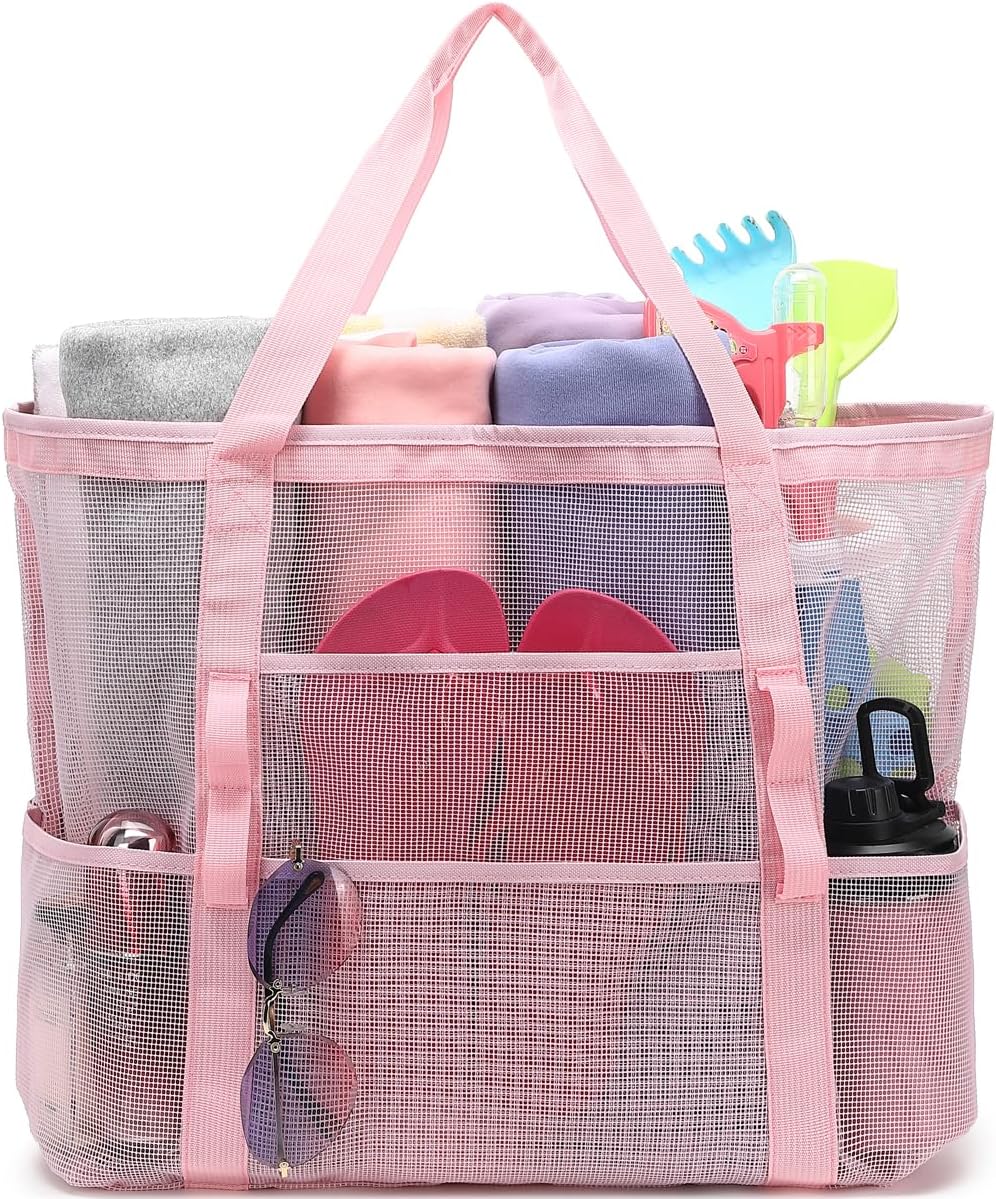 Clear Large Mesh Beach Bag with 8 Compartments