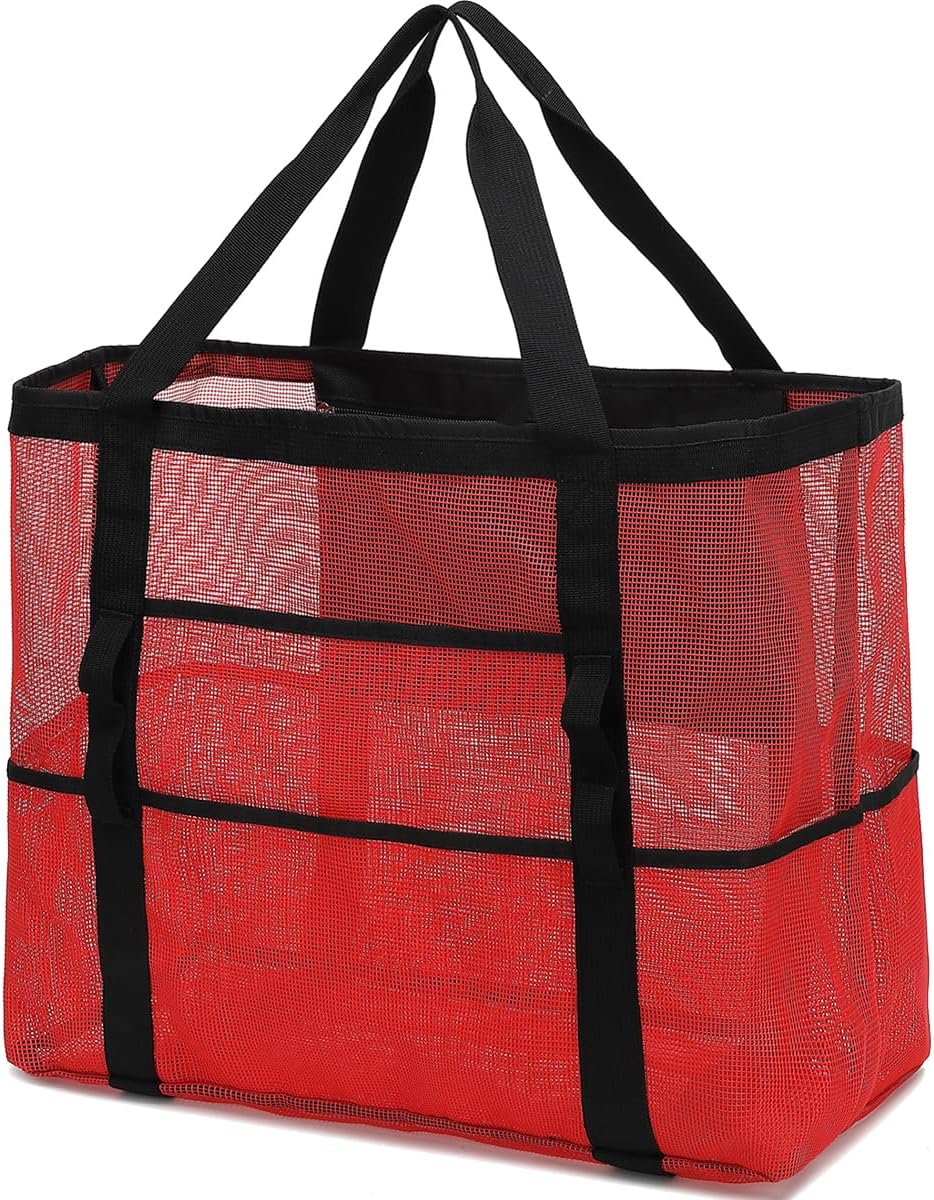 Clear Large Mesh Beach Bag with 8 Compartments