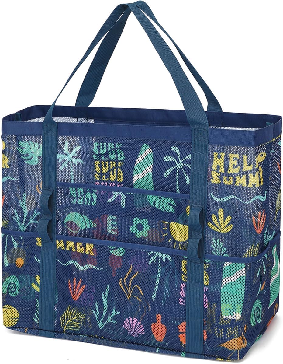 Clear Large Mesh Beach Bag with 8 Compartments