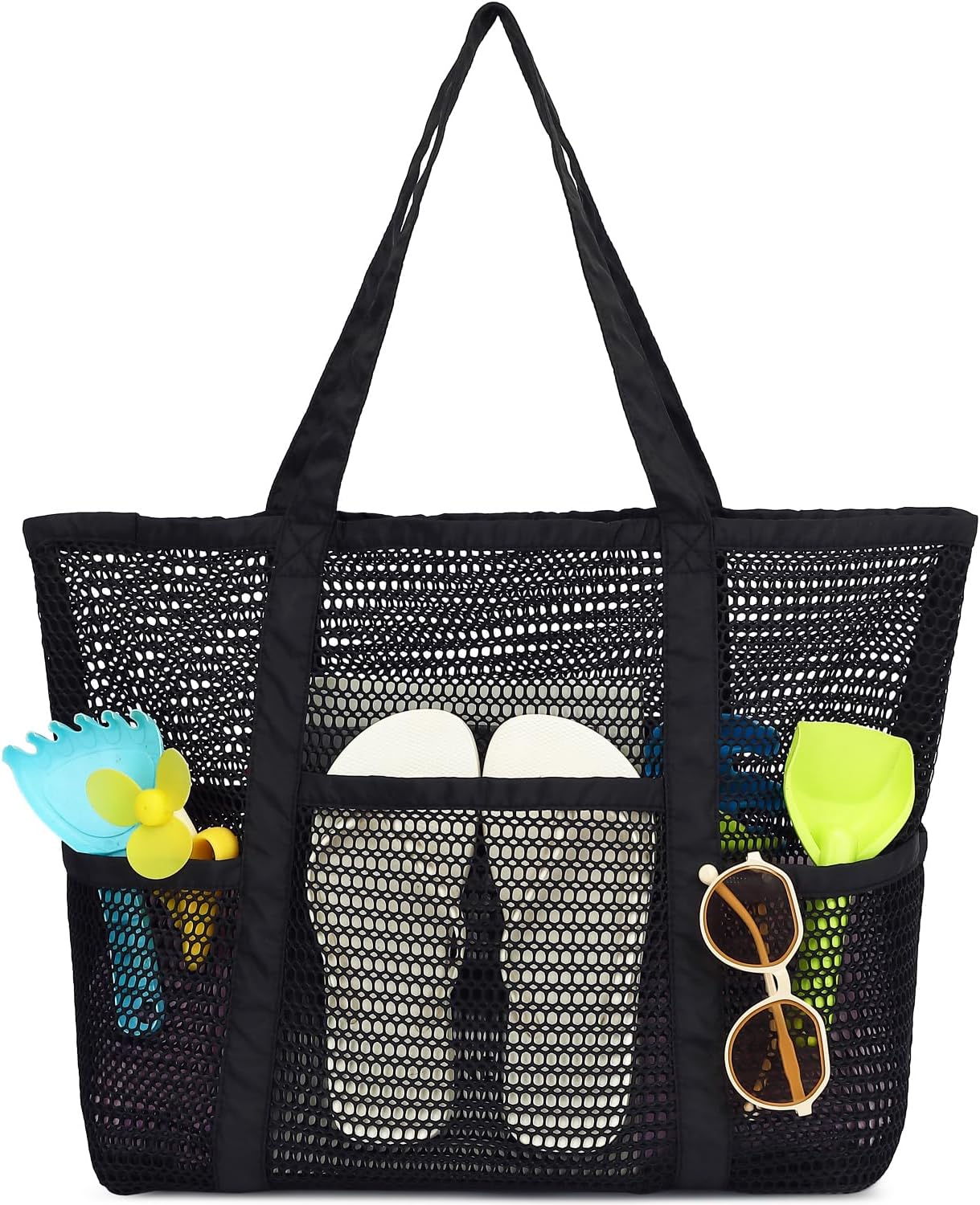 Clear Large Mesh Beach Bag with 8 Compartments