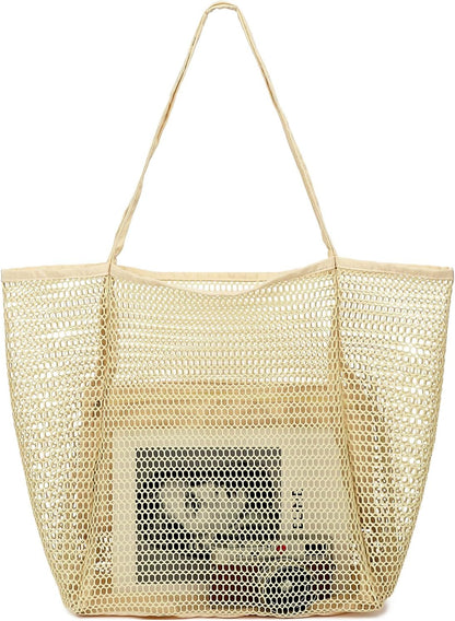 Clear Large Mesh Beach Bag with 8 Compartments