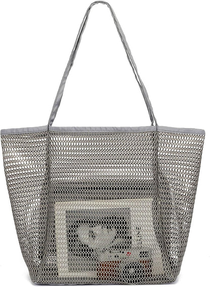 Clear Large Mesh Beach Bag with 8 Compartments